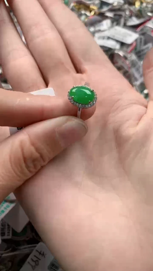 银S925镶嵌戒指翡翠777   7