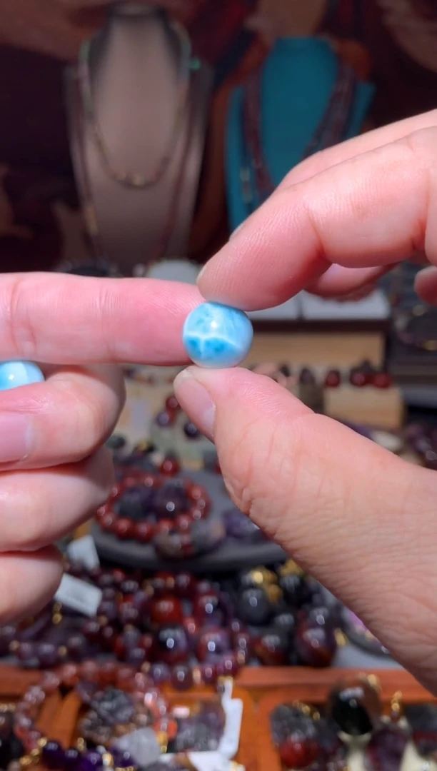 未镶嵌针钠钙石（海纹石）珠宝奇石单珠13mm+