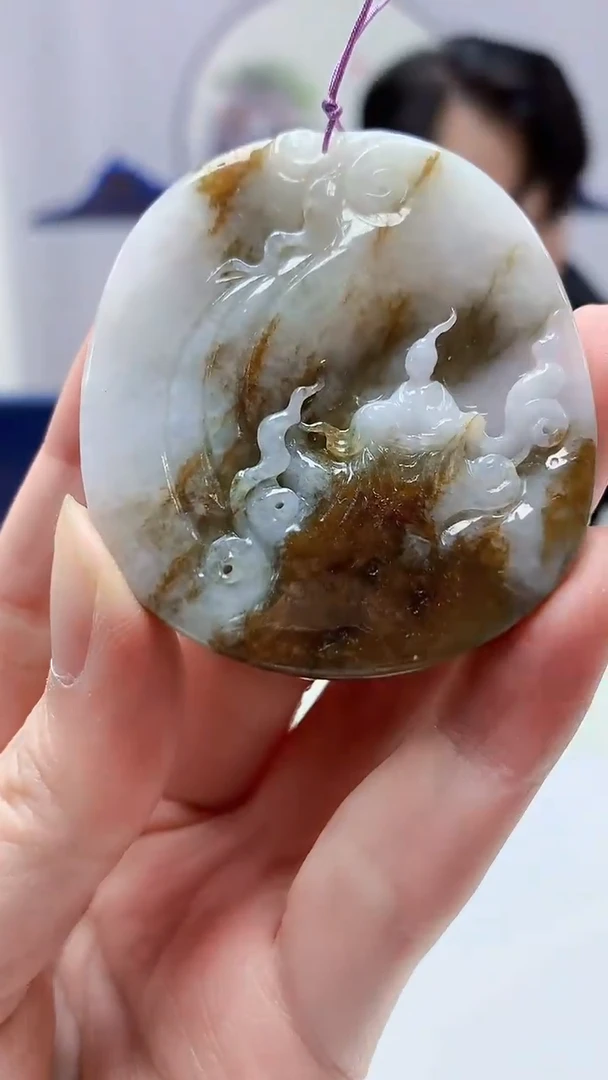 【闪购商品】定制翡翠未镶嵌5060zm-毛货挂件80悟道