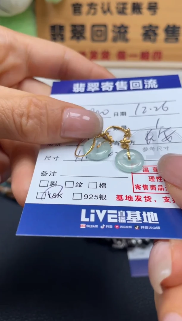 18K金镶嵌翡翠耳饰10152676