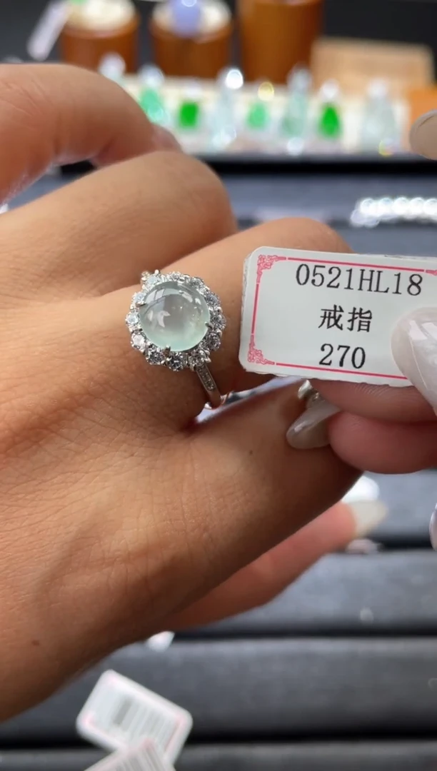 翡翠戒指银S925镶嵌0521HL18