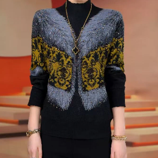 【雪韵】冬季新款抗起球针织羊毛衫减龄洋气宽松女士气质时尚妈妈装