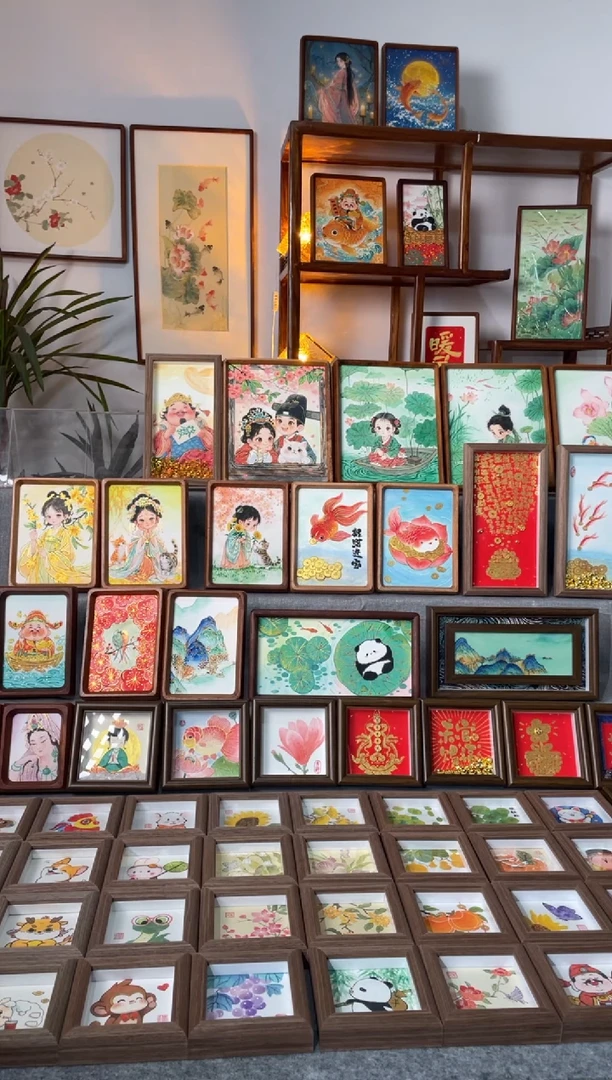 【闪购商品】国画一筐好柿手绘国画摆台挂画