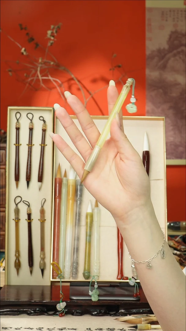 15号闪孤品高货毛笔链接 清水试笔 蘸墨不退