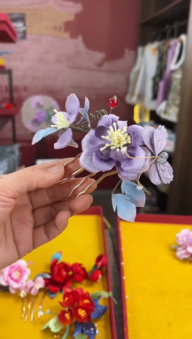 【闪购商品】刺绣 非遗绒花（发饰）