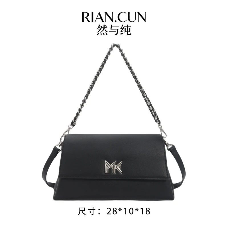 RAIN.CUN冬季2025新款轻奢设计单肩斜挎女包 FES-6159-黑色
