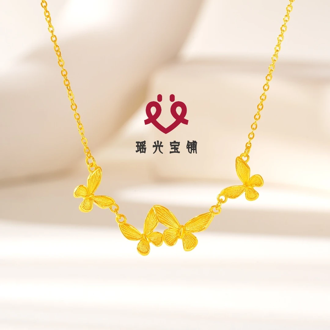 坠链均925银 炽翼金蝶套链 欧美潮流精致时尚百搭女款蝴蝶项链