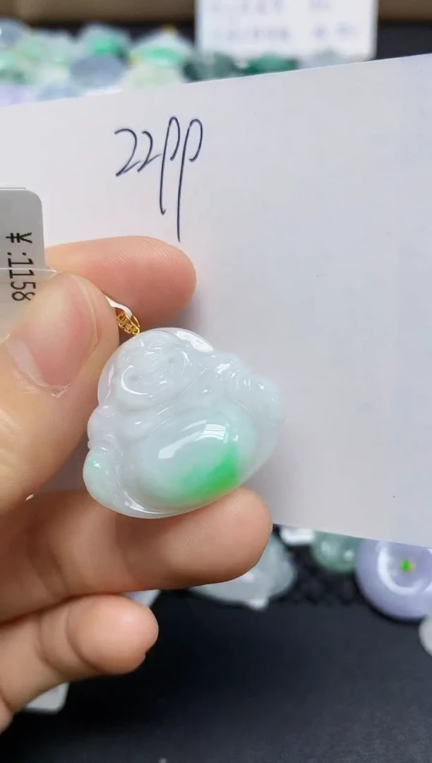 翡翠18K金镶嵌颈饰天然缅甸翡翠A货