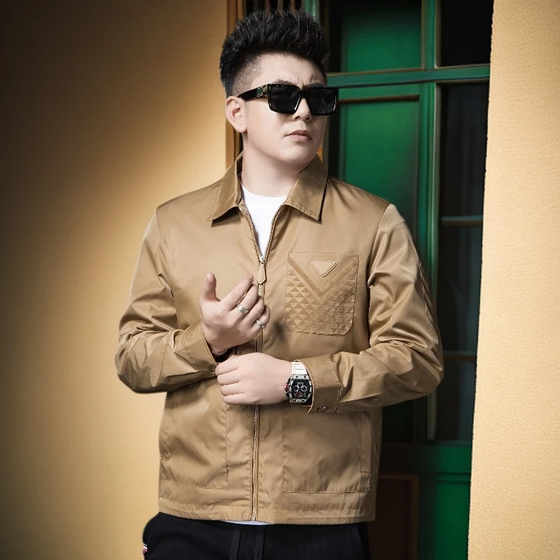 维斯克纳新款男士商务休闲外套秋季时尚翻领夹克男款口袋装饰上衣