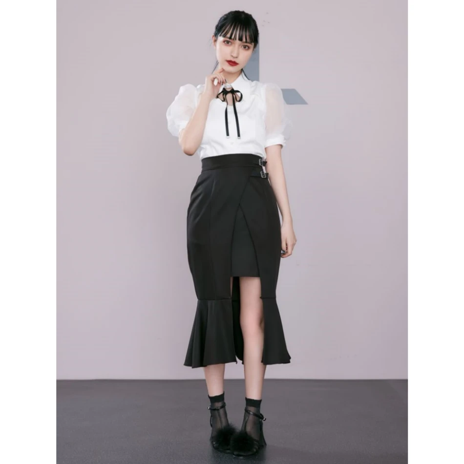 【Montendre】  气质 E 减龄领结设计薄纱拼接上衣衬衫女装