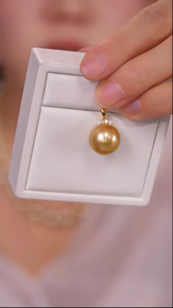 18K金镶嵌吊坠(不含链)海水珍珠金珠14-15mm