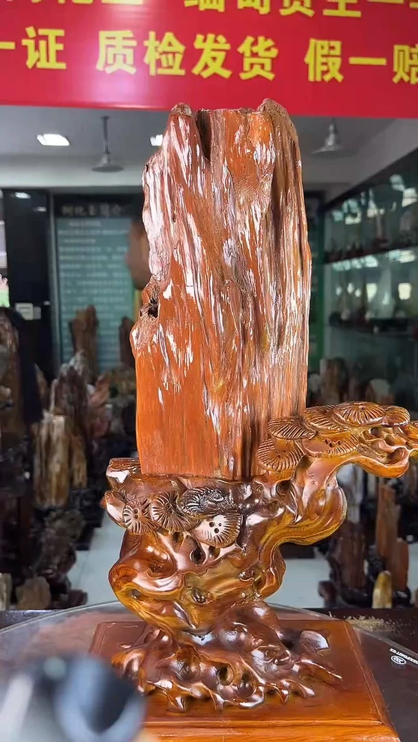 缅甸天然树化玉摆件