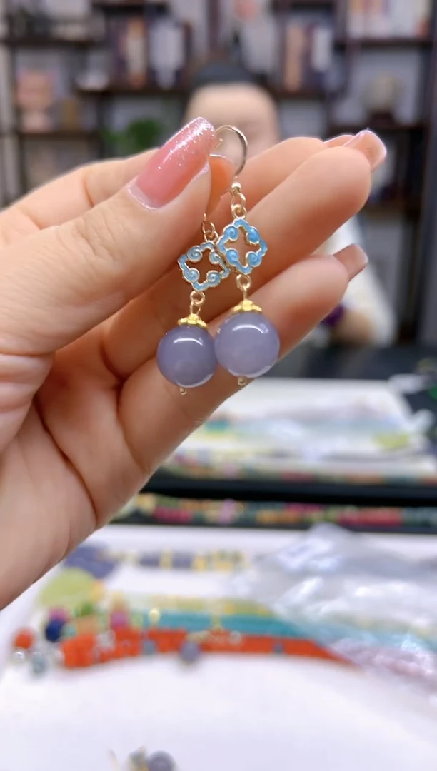 【闪购商品】和田玉耳饰14K金镶嵌E675