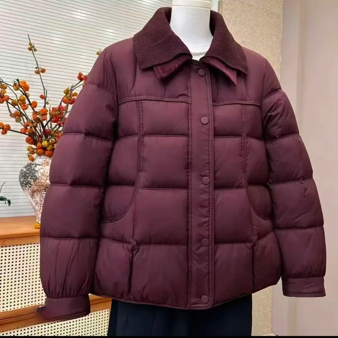 中年妈妈冬装棉服时尚洋气翻领短款棉袄2025新款中老年女秋冬棉衣