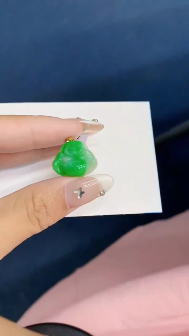 翡翠18K金镶嵌吊坠(不含链)1