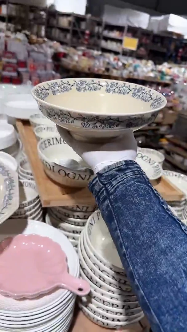 陶瓷蓝玫瑰高脚碗微瑕 凑满20元包邮