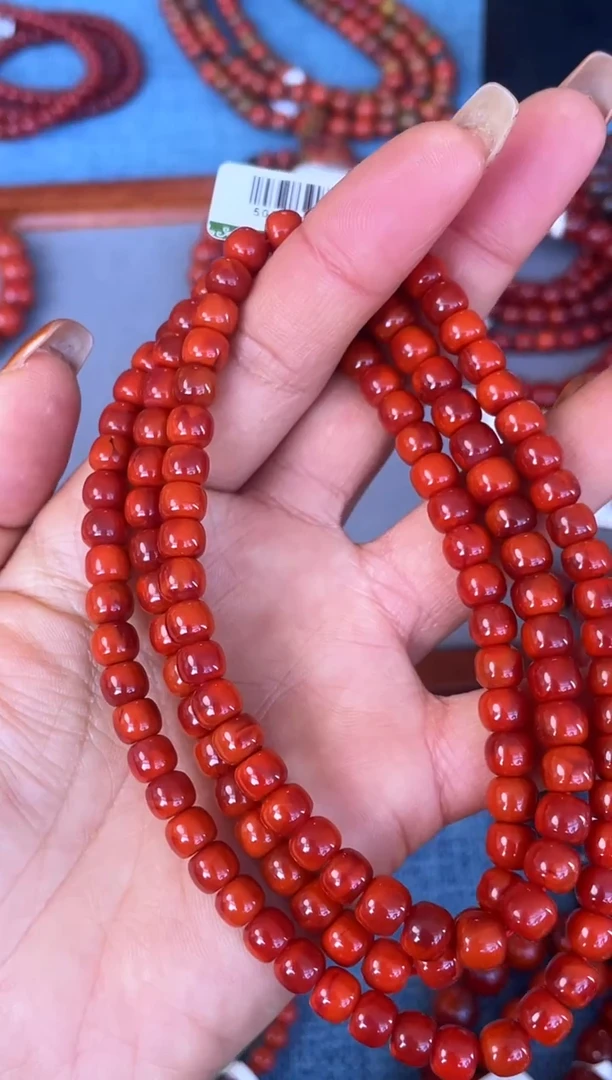 未镶嵌手串南红玛瑙言***YN44凉山瓦西料双色锦红多圈