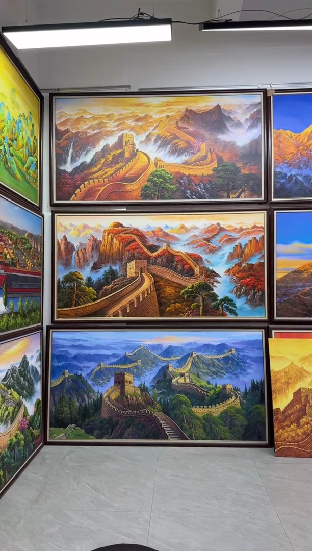 油画优****板长城定制带框100*100定制定制定制定制肌理复刻