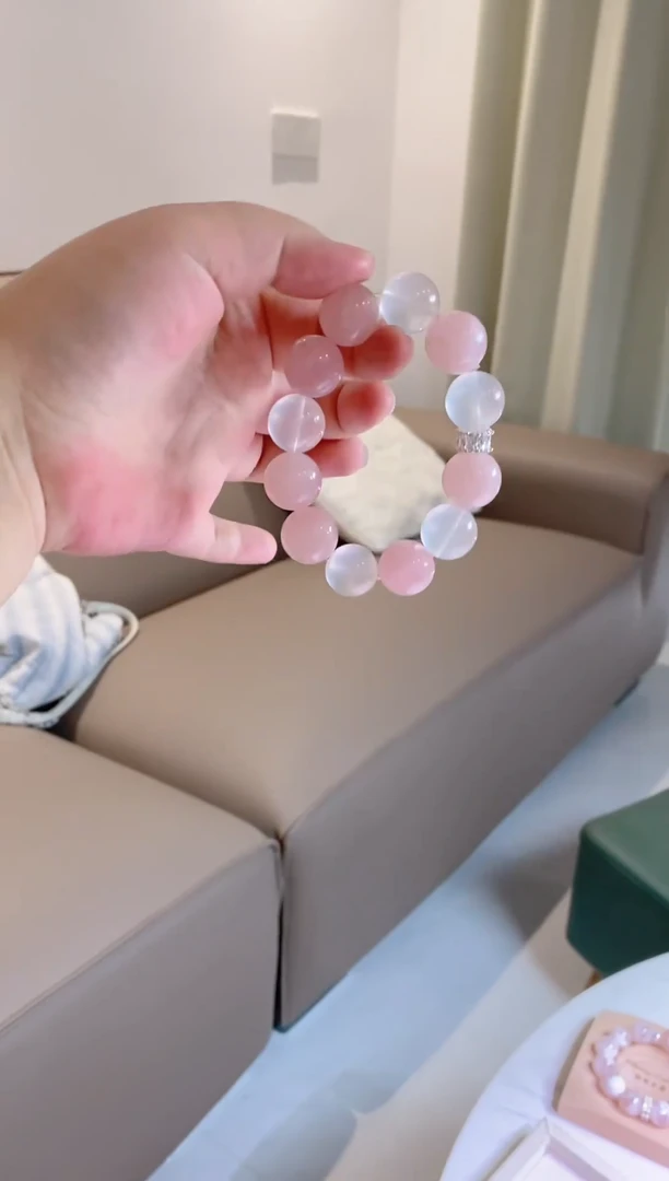 未镶嵌手链水晶珠珠同款粉晶