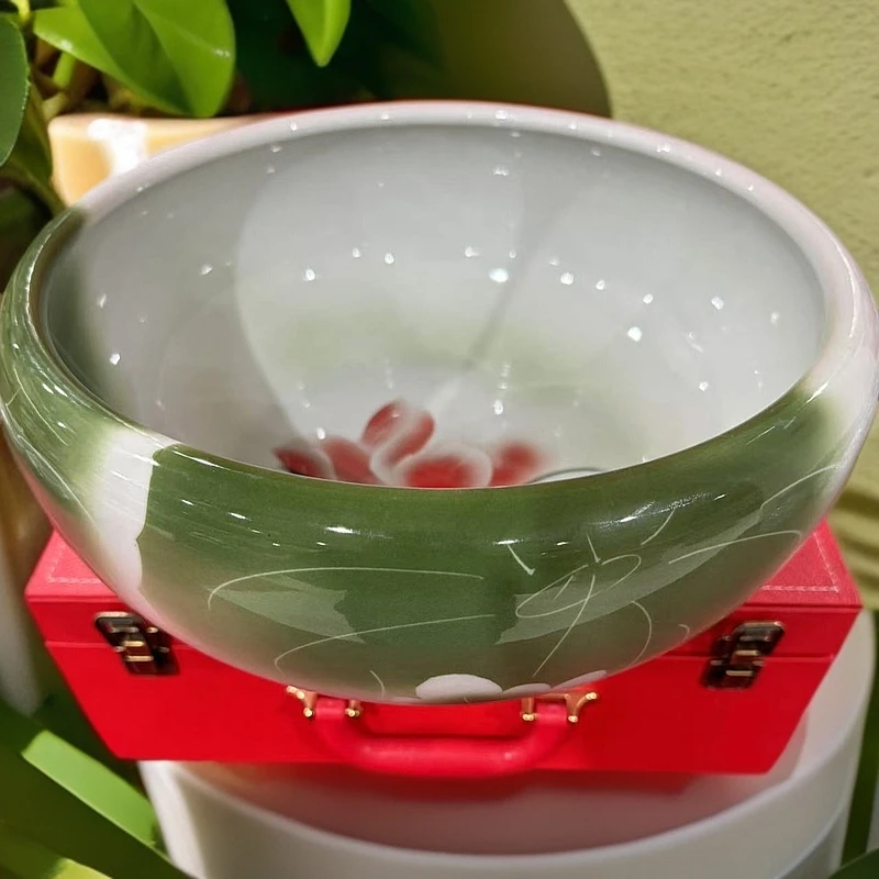 【张氏御瓷】荷花水浅盆鱼缸1个XD-DP-XD300