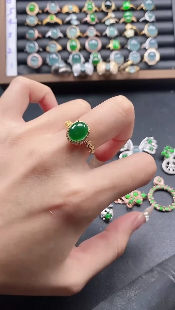 银S925镶嵌戒指翡翠51511