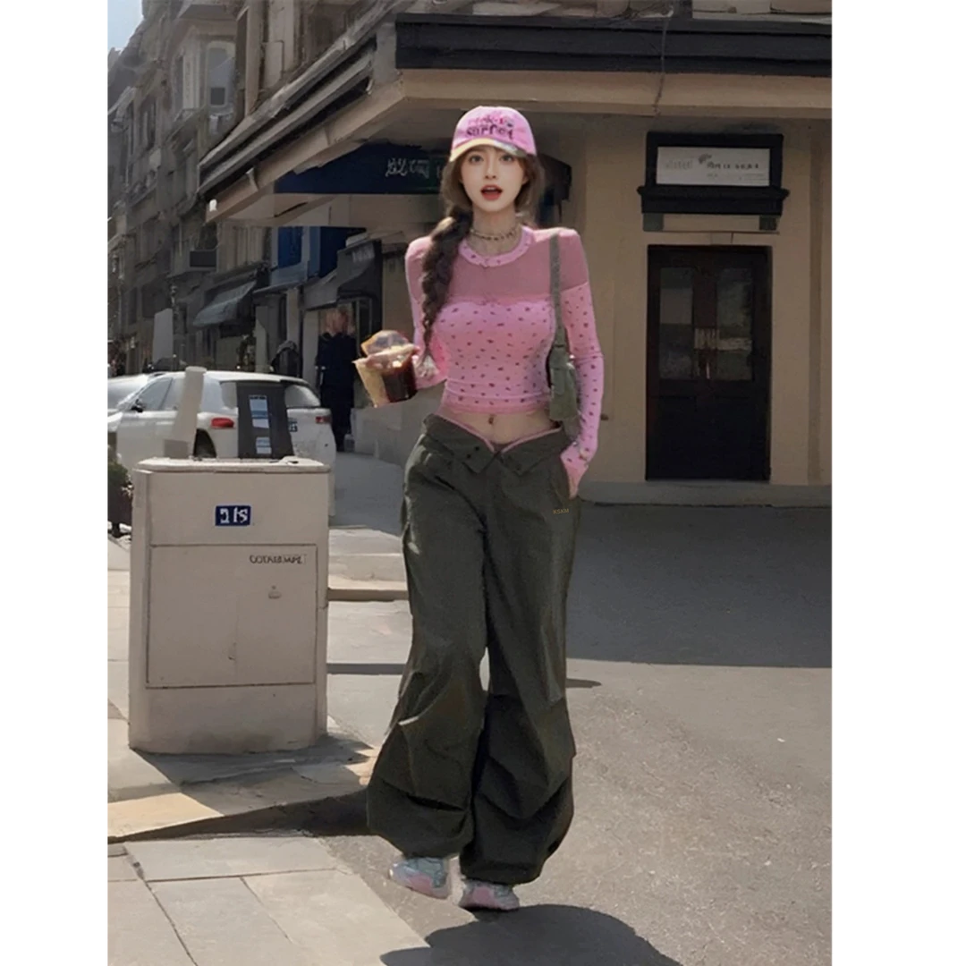 临典LDAB痞酷军绿色工装裤女2025春夏爆款美式复古直筒阔腿伞兵裤