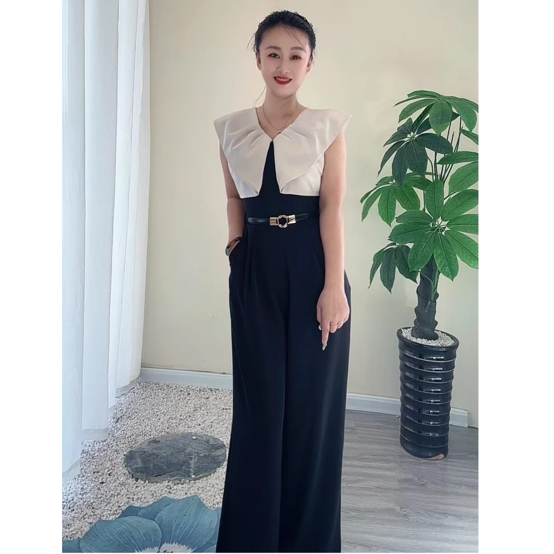 92609【埃色】高腰显瘦原创设计街头百搭通勤风夏季女装阔腿连体裤