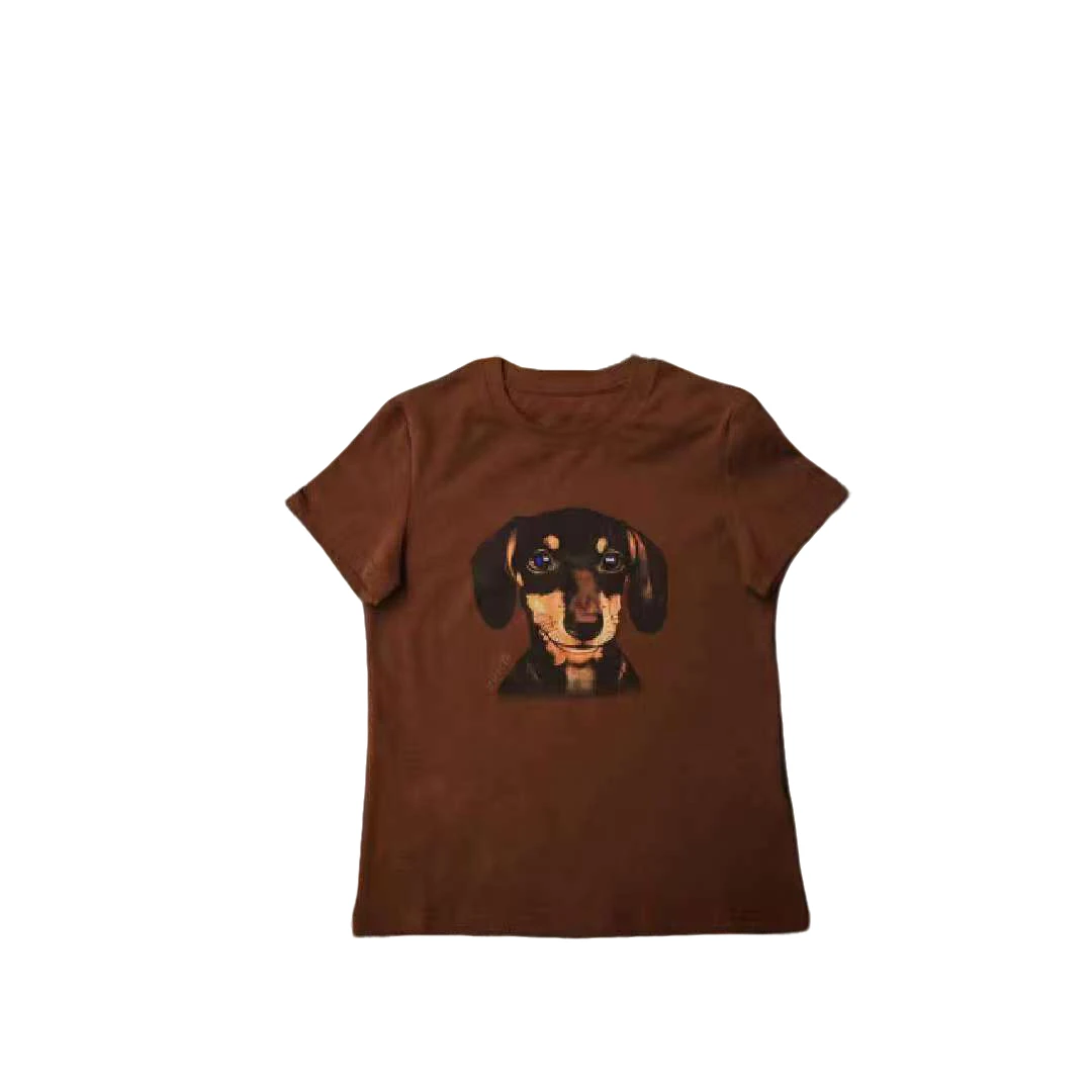 咖色T恤可爱腊肠狗122