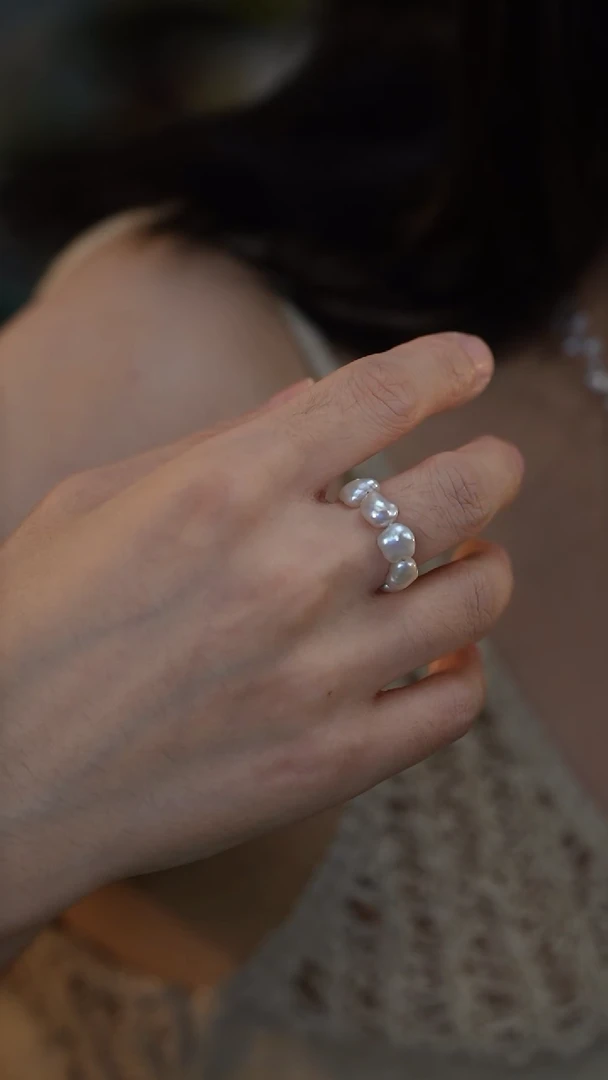 未镶嵌淡水珍珠戒指碎银珍珠戒指