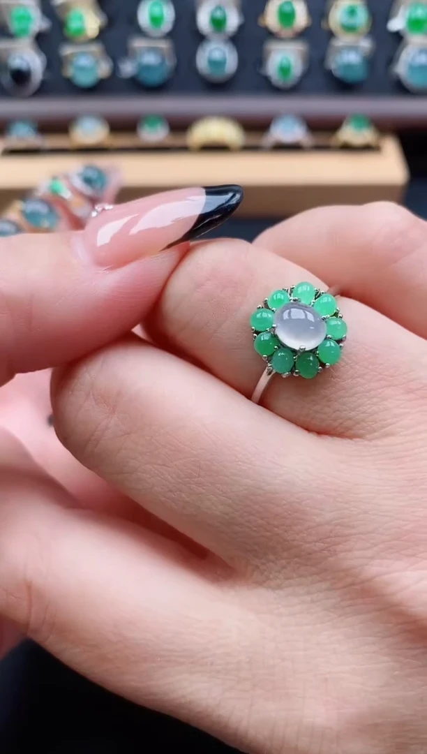 银S925镶嵌戒指翡翠121