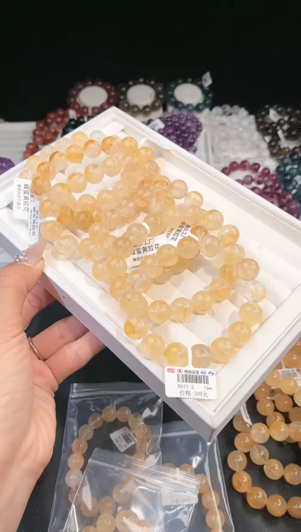 【闪购商品】水晶手链未镶嵌多样性发一黄胶花13mm