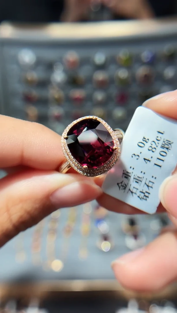 18K金镶嵌戒指碧玺4.82.