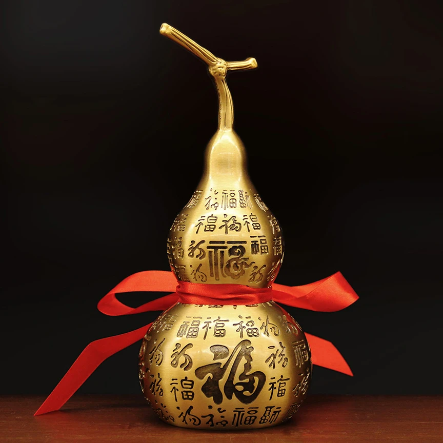 纯黄铜《百福葫芦》招财进宝葫芦摆件八卦葫芦铜葫芦