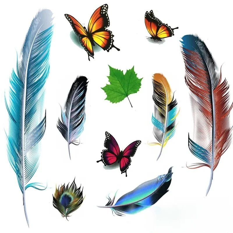 【买一送一 2张自选】汽车贴纸3D立体贴划痕遮挡创意羽毛车身尾蝴蝶