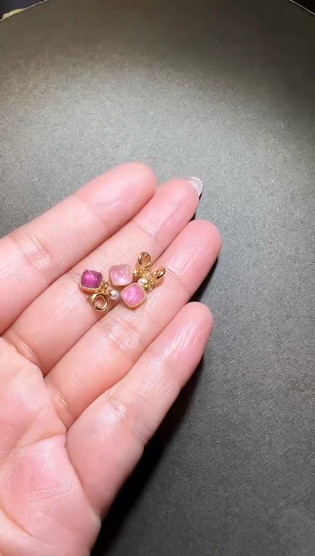 【闪购商品】碧玺颈饰银S925镶嵌碧玺糖塔配件（三个）
