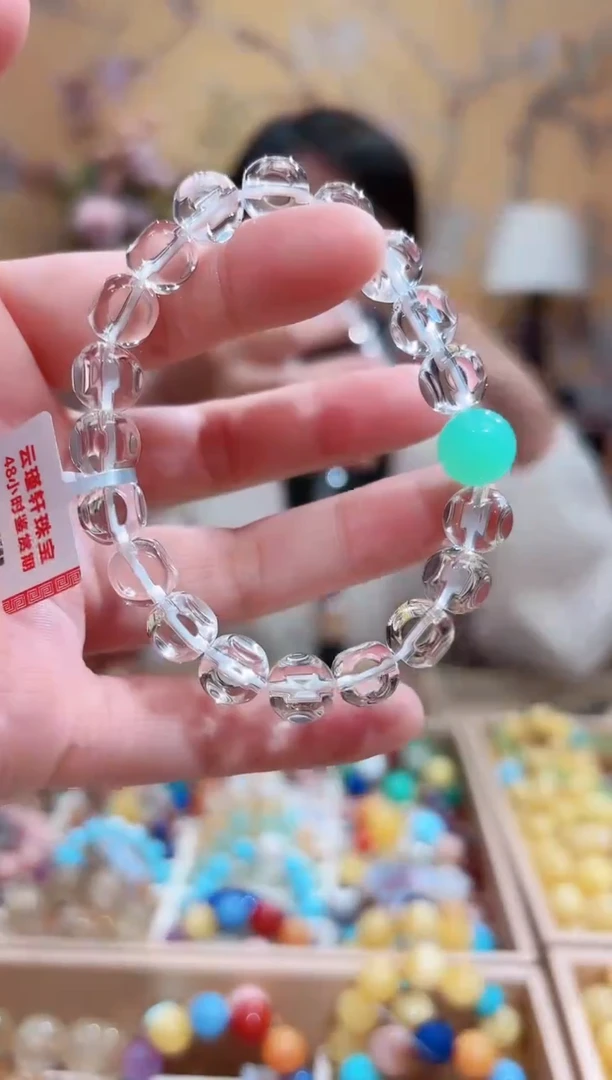 未镶嵌手链水晶天然白水晶手串，天然晶体结构