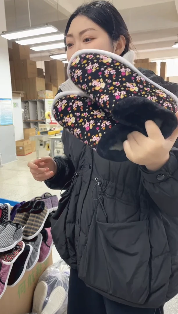 5-7小黑花棉鞋38码