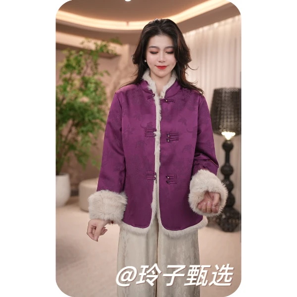 玲子自制（蝶舞花间）原版！新中式国风气质高定兔毛上衣双面穿外套