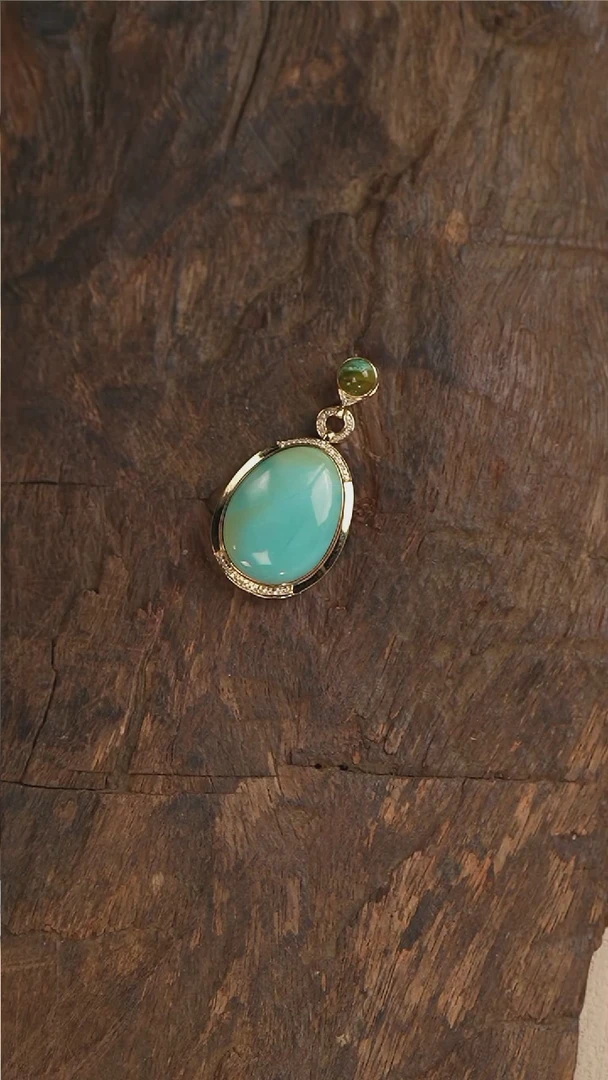 【闪购商品】绿松石吊坠18K金镶嵌S812-定制