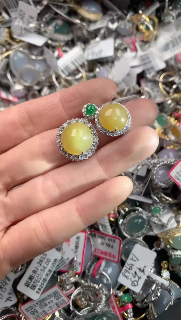 银S925镶嵌戒指翡翠444  7