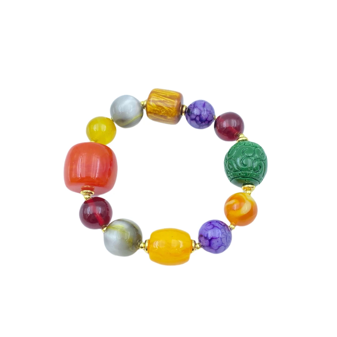 玛瑙多彩多宝手链S1213X合金