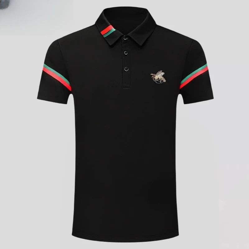 基密雷昂夏装轻奢丝光棉短袖POLO衫男式潮牌刺绣时尚修身翻领T恤