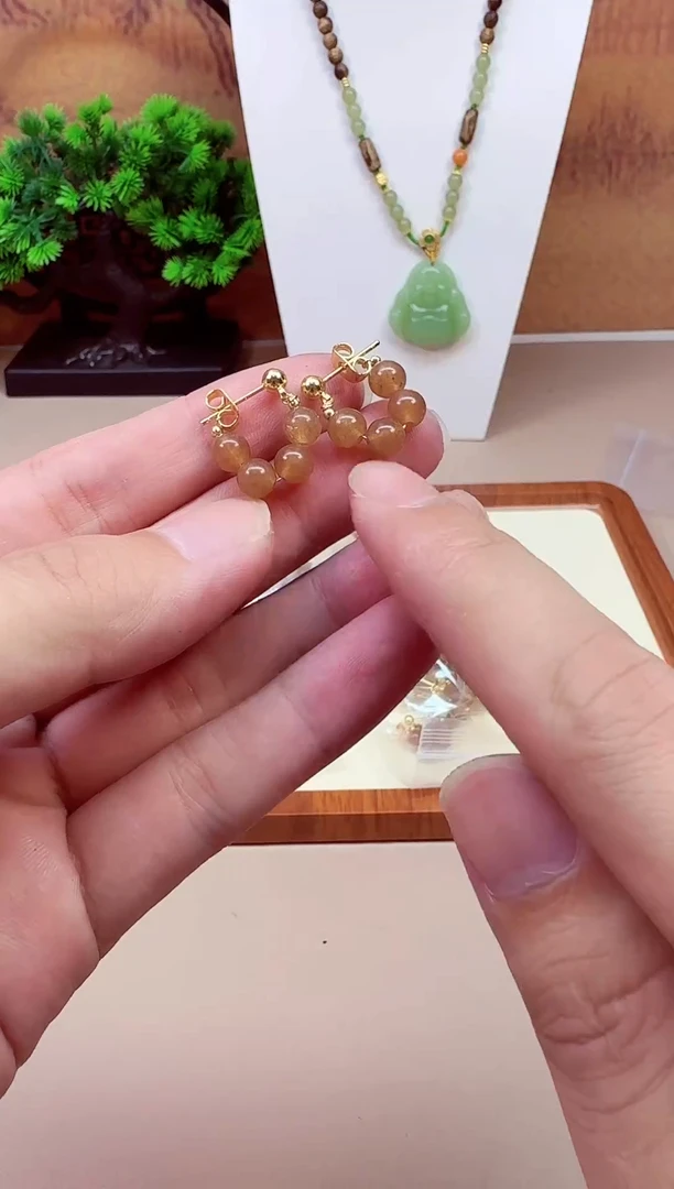 和田玉14K金镶嵌颈饰A753