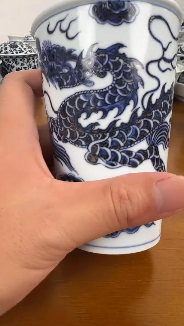 照夜白青花龙纹可乐杯