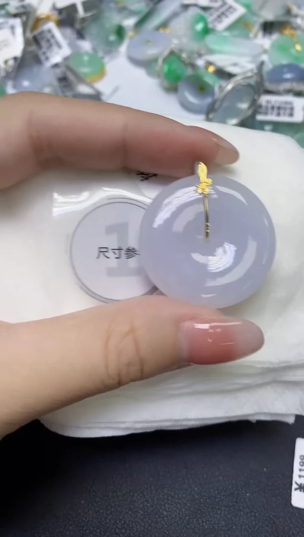 颈饰18K金镶嵌翡翠天然缅甸翡翠A货百元以上9元证书费自理