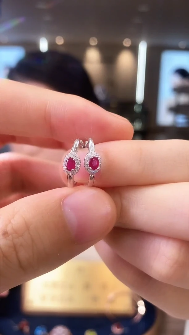【闪购商品】红宝石耳饰银S925镶嵌09