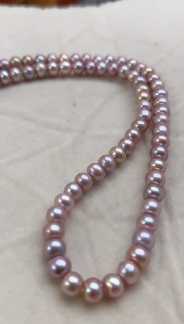 未镶嵌淡水珍珠33珍珠项链（紫色）无核7mm