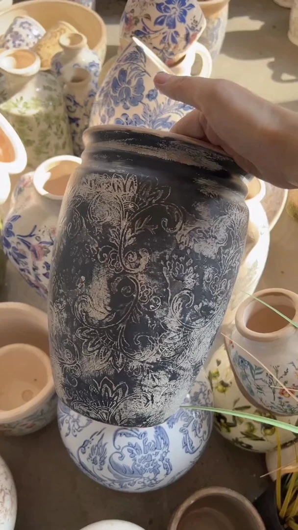 【闪购商品】陶瓷花盆高25.5cm内口14.5cm