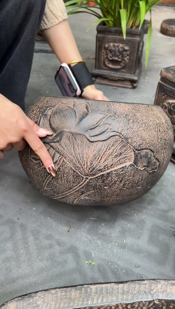陶土【火山泥】荷缘缸