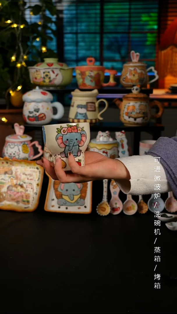 陶瓷无盖款景德镇高温釉下彩纯手绘创意瓷